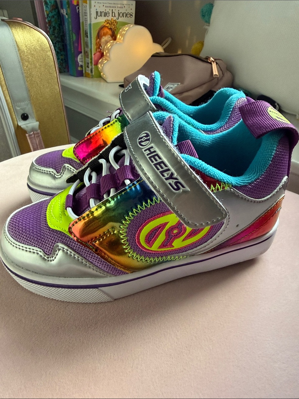 Heelys Kids Purple Teal Silver Rainbow Light-Up Sneakers